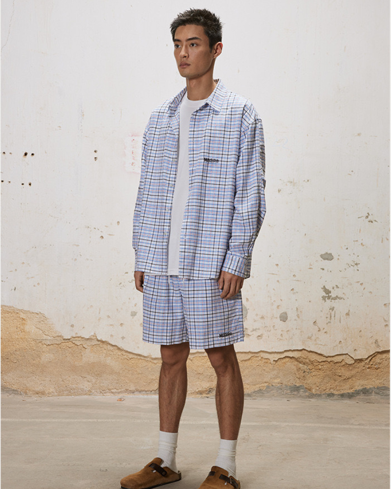 Oversized Plaid Shirt and Shorts Set