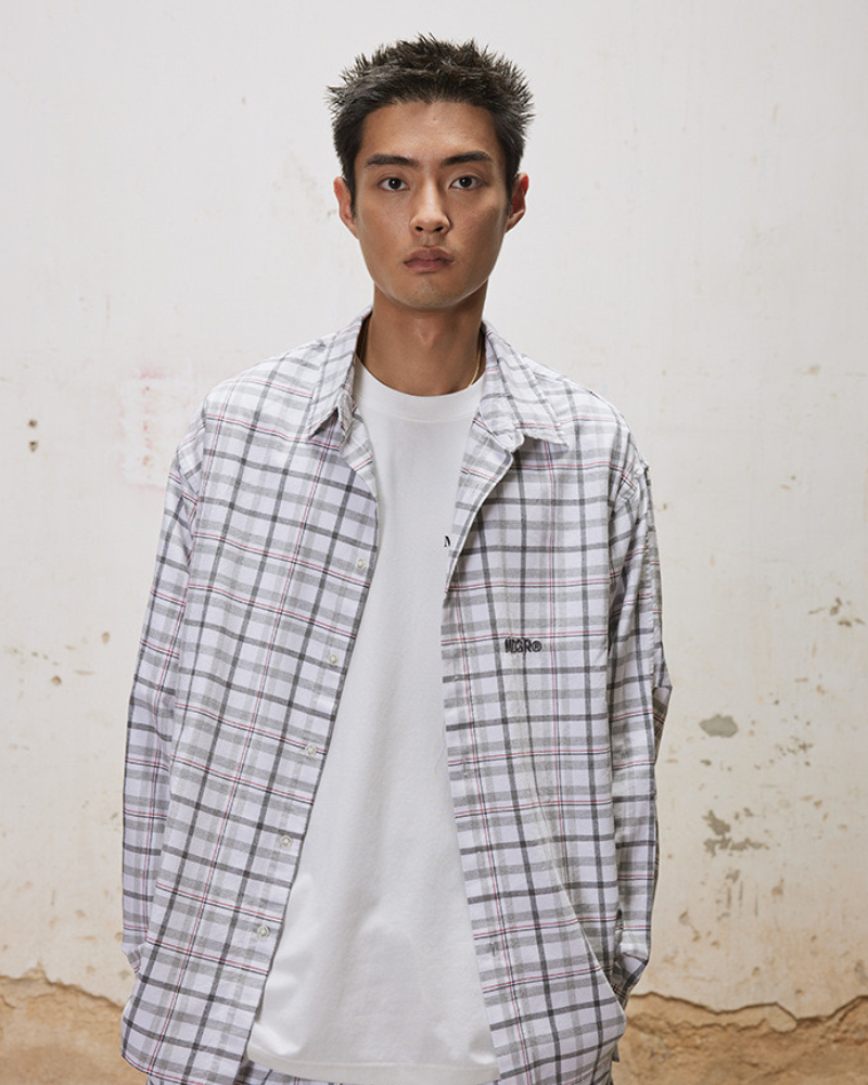 Oversized Plaid Shirt and Shorts Set