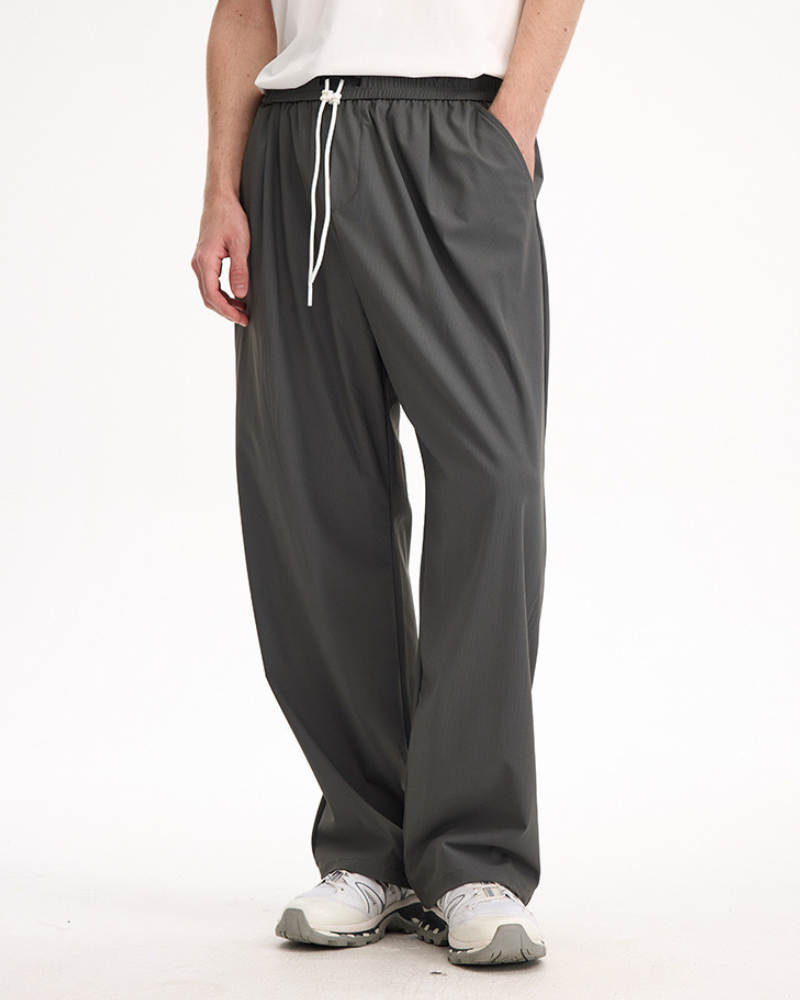 Relaxed Drawstring Wide‑Leg Trousers