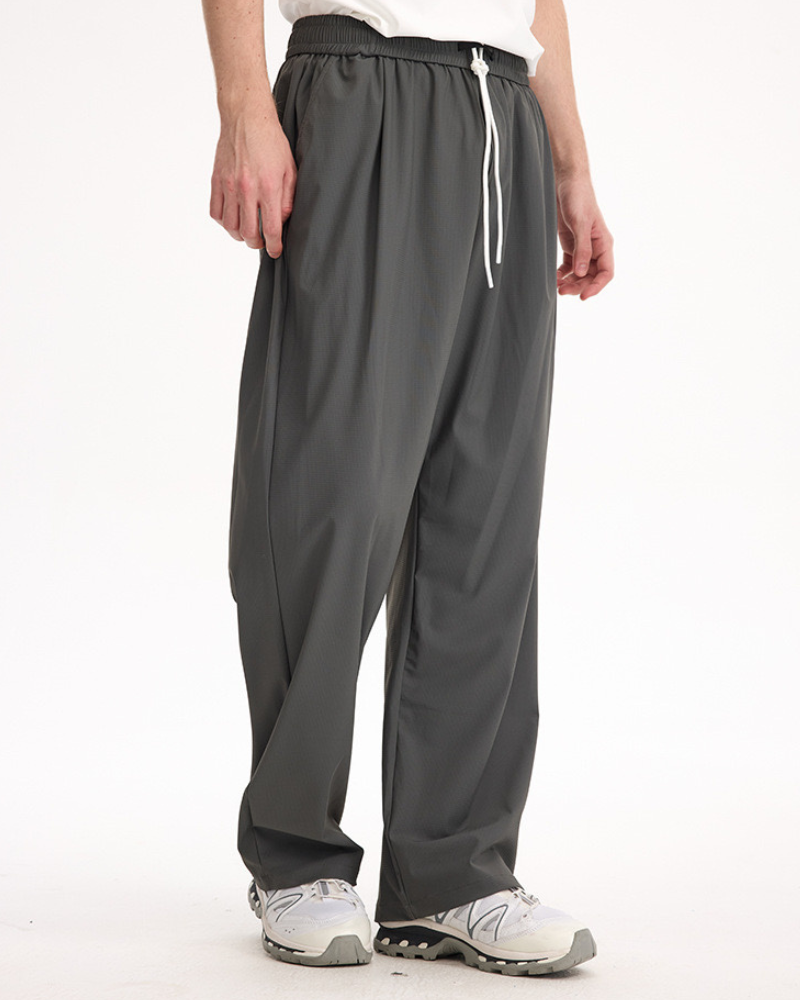 Relaxed Drawstring Wide‑Leg Trousers