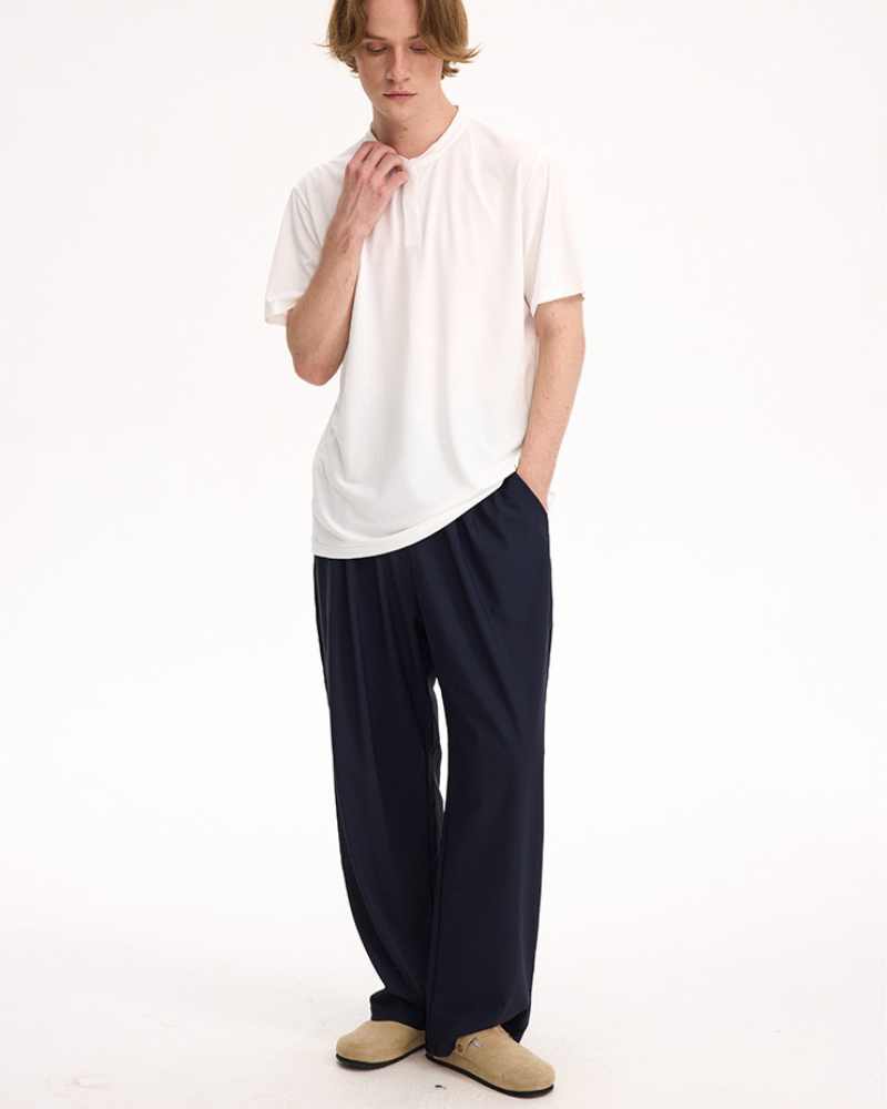 Relaxed Drawstring Wide‑Leg Trousers
