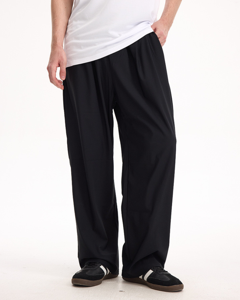 Relaxed Drawstring Wide‑Leg Trousers