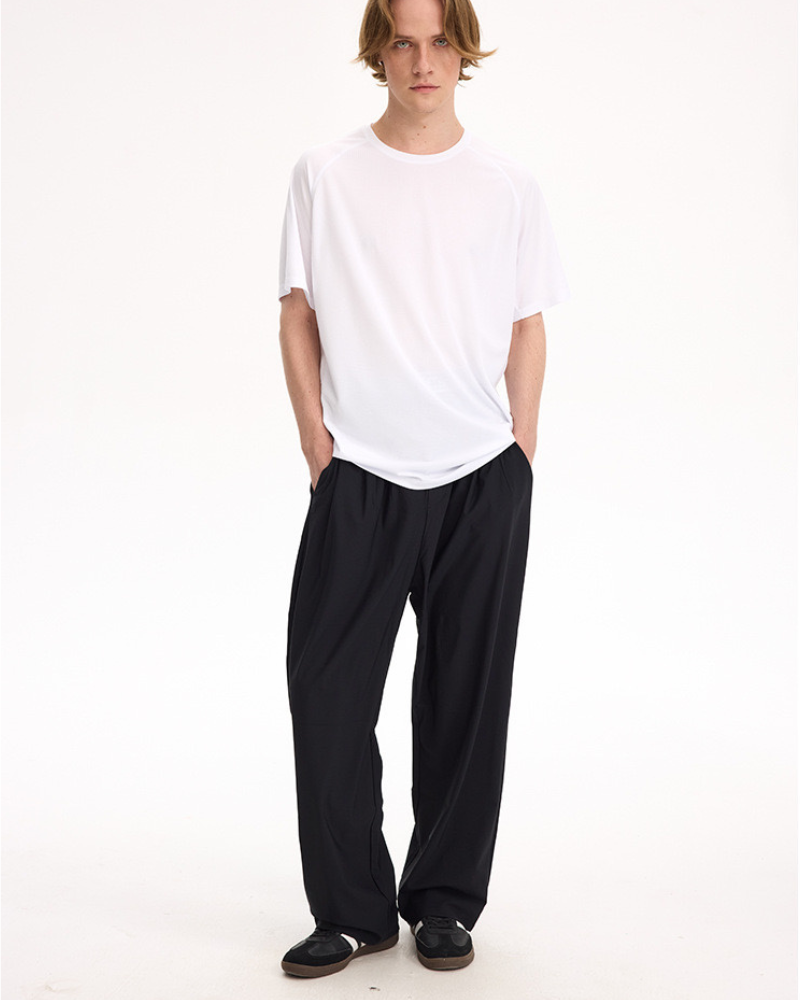 Relaxed Drawstring Wide‑Leg Trousers