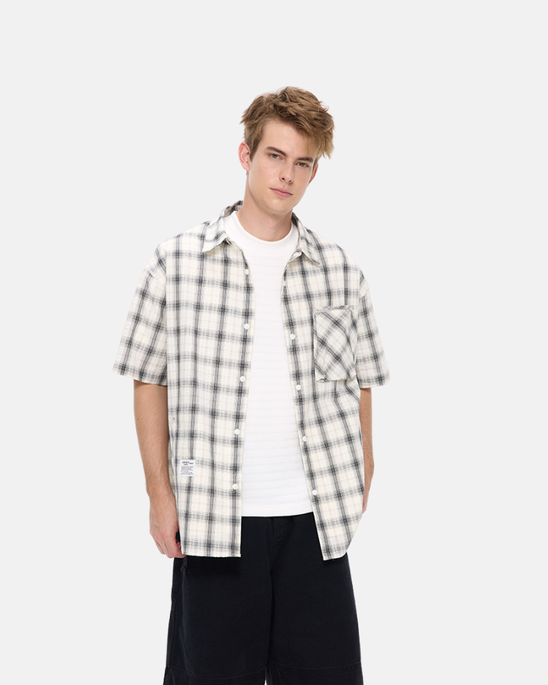 Relaxed Fit Plaid Short‑Sleeve Shirt