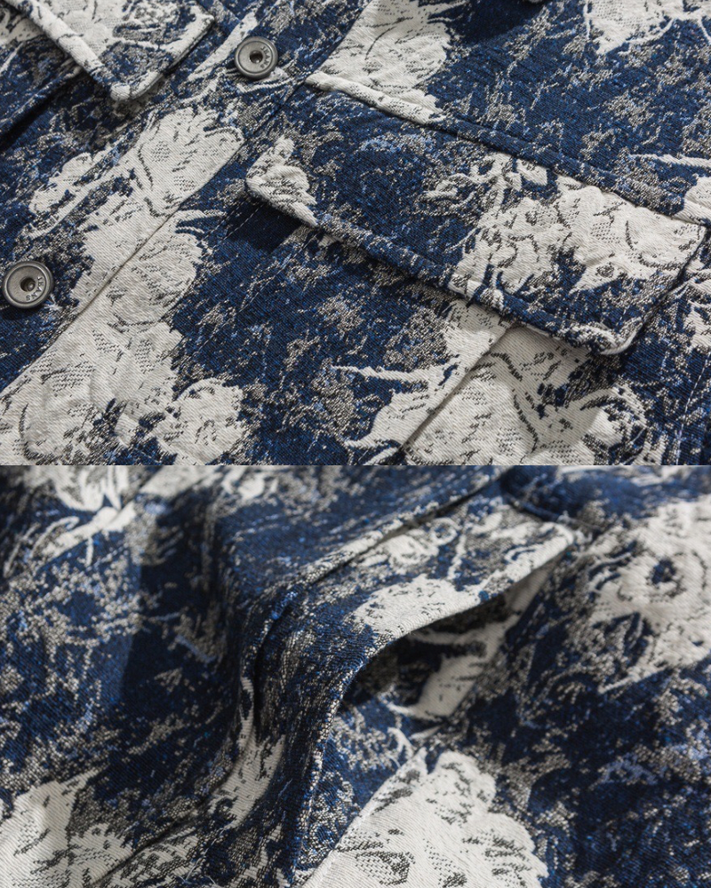 Indigo Abstract Overshirt Jacket