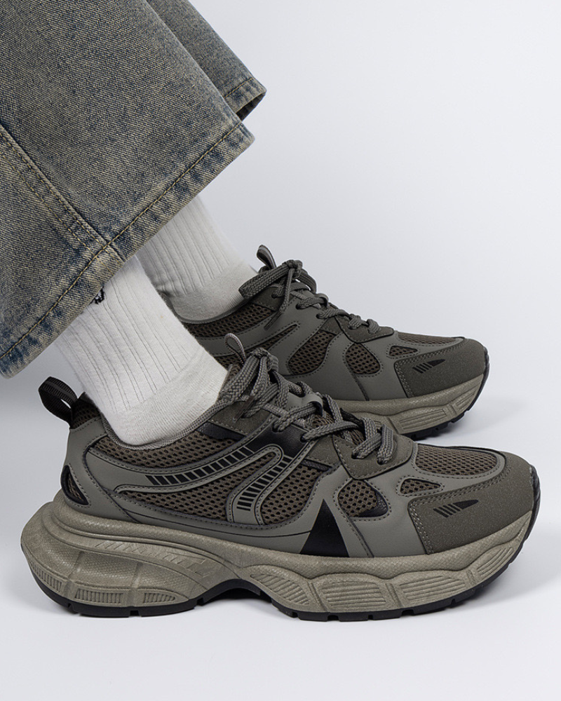 Mesh‑Panel Trail Sneakers