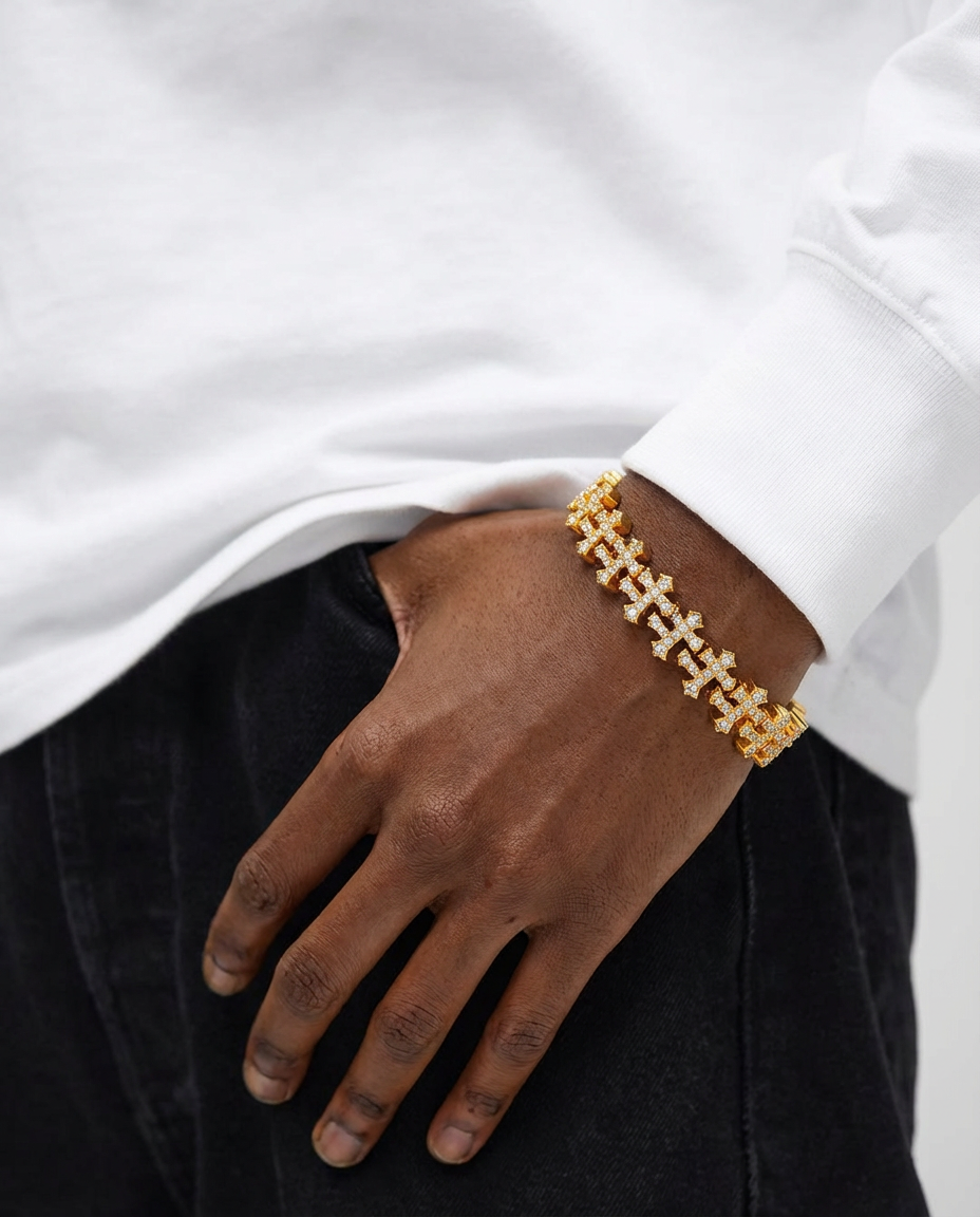Iced Cross Link Bracelet