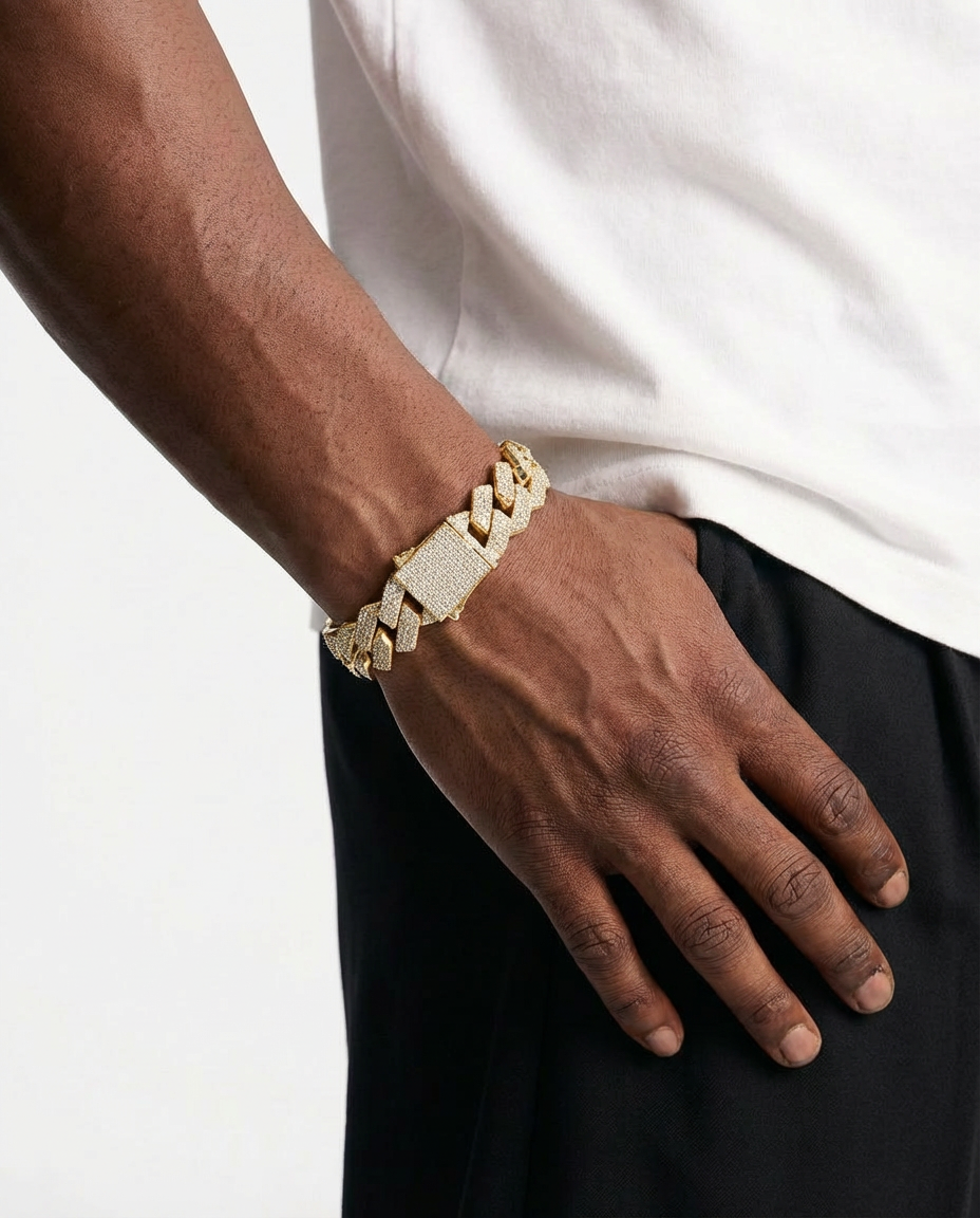 Iced Square-Link Cuban Bracelet