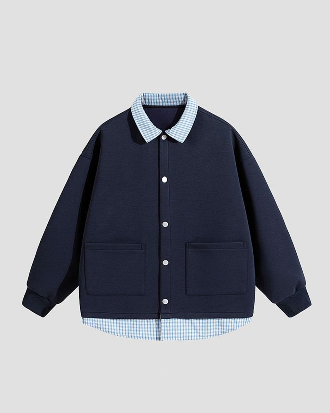 Layered Korean Check Split Cardigan Vest