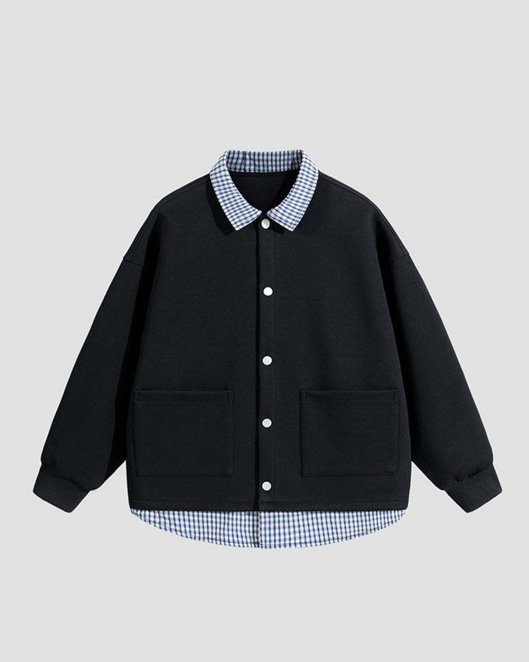 Layered Korean Check Split Cardigan Vest