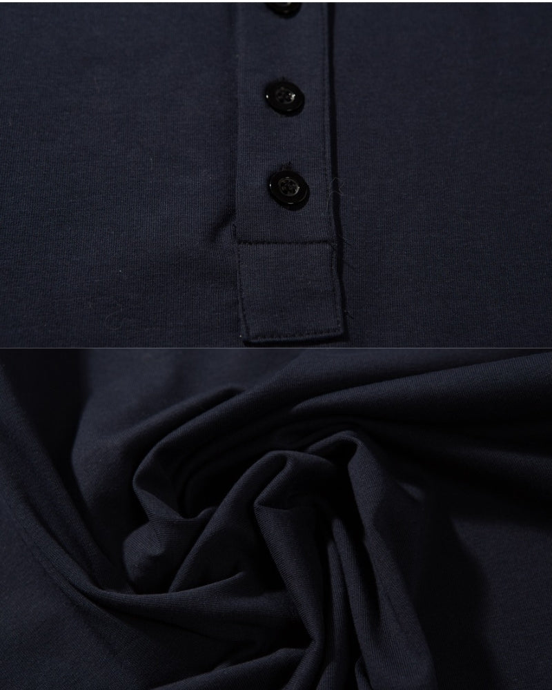Mandarin Collar Half‑Placket Tee