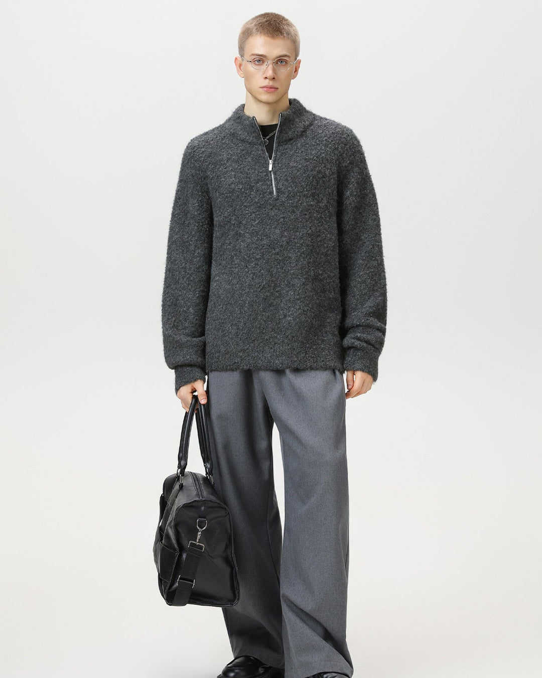 Brushed Blend Comfort Oversized Half-Zip Sweater