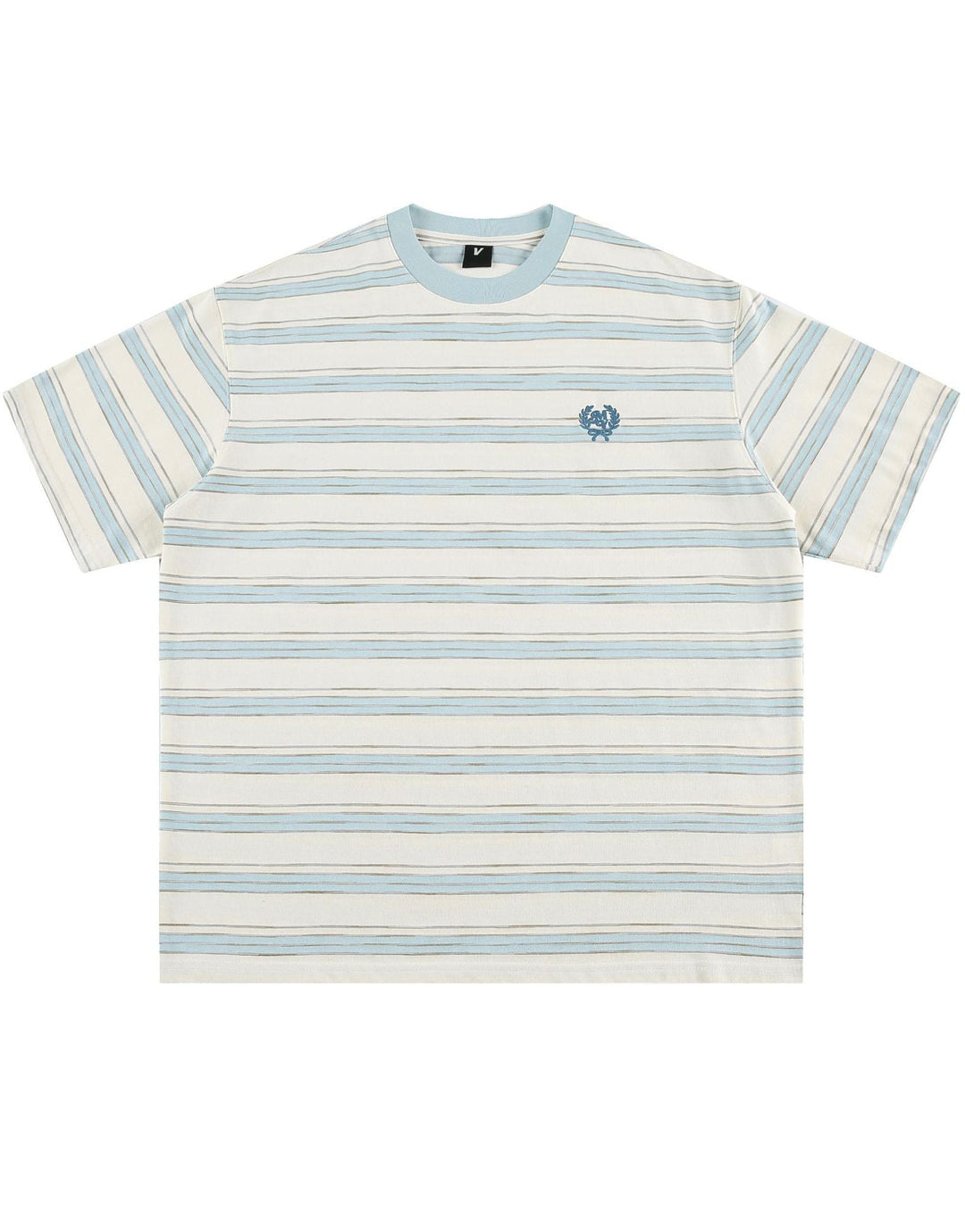 The Embroidered Contrast Striped Short-sleeved T-shirt