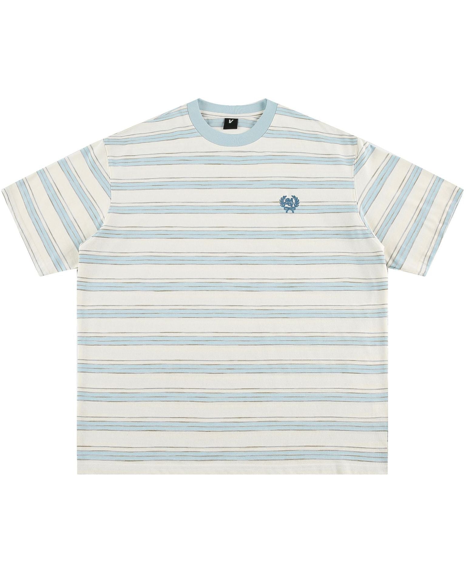 The Embroidered Contrast Striped Short-sleeved T-shirt