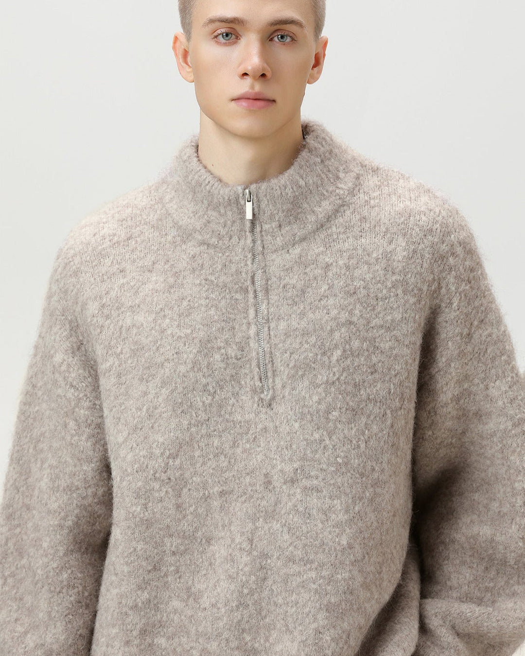 Brushed Blend Comfort Oversized Half-Zip Sweater