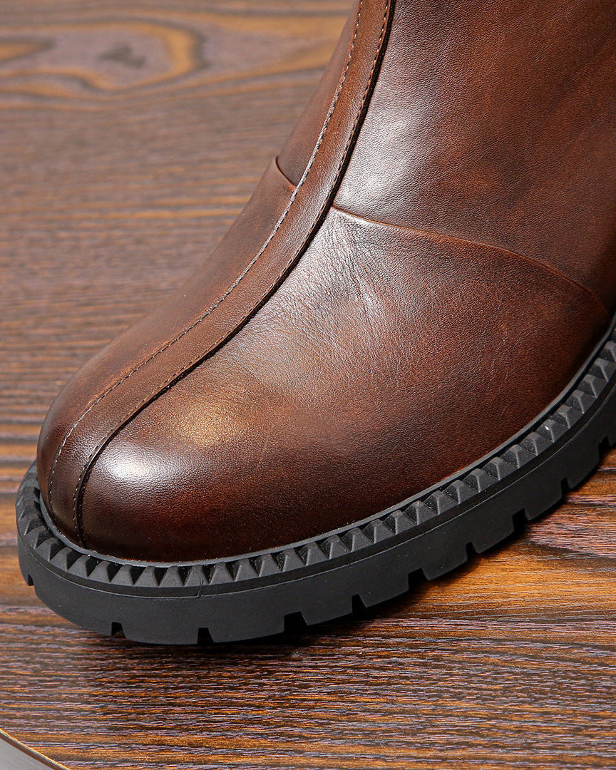 The Zip Rugged Leather Boots