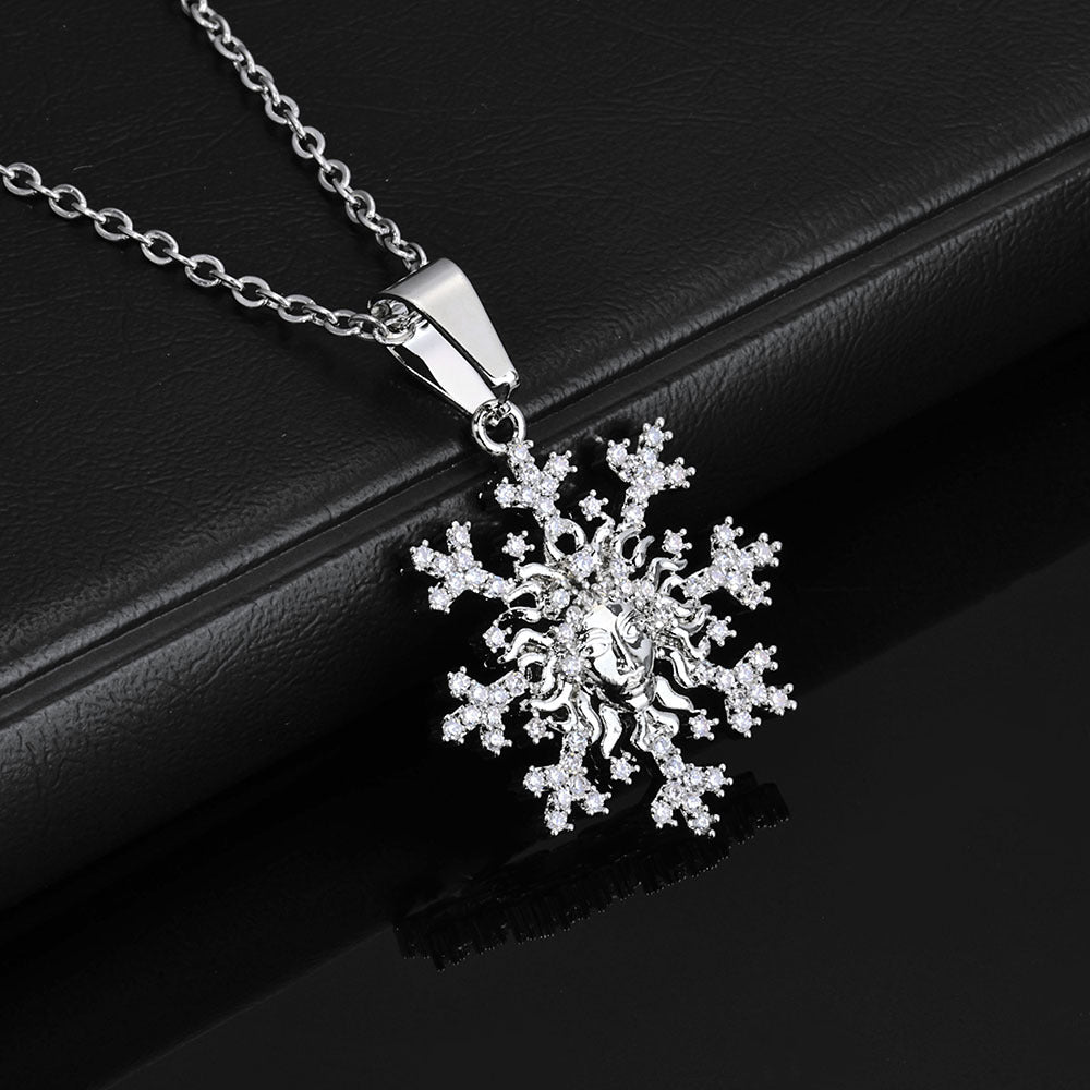 Iced Medusa Snowflake Necklace – Silver Edition