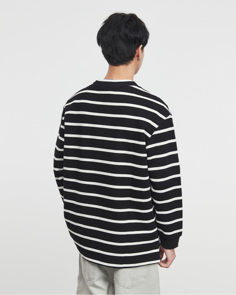 Jane Law Striped Henley Long Sleeve T-Shirt
