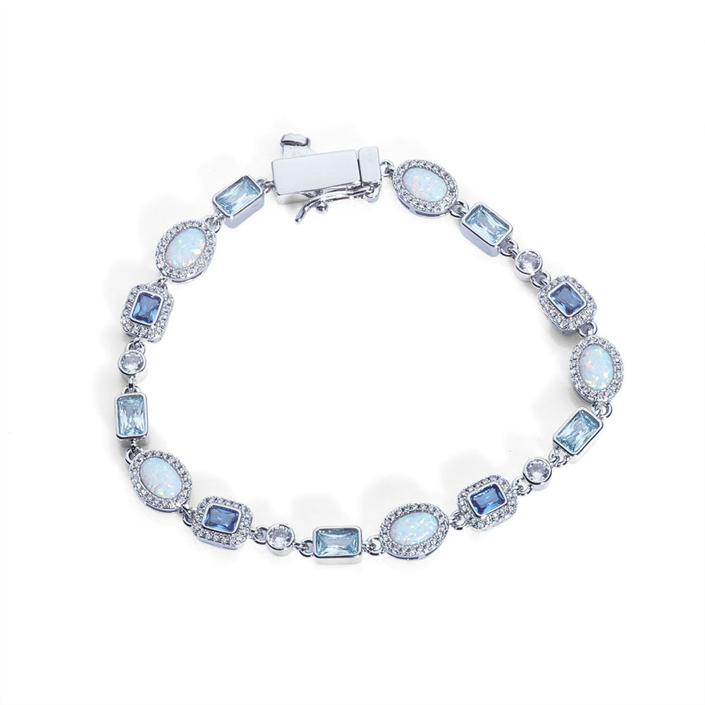 Aurora Opal & Blue Baguette Tennis Bracelet