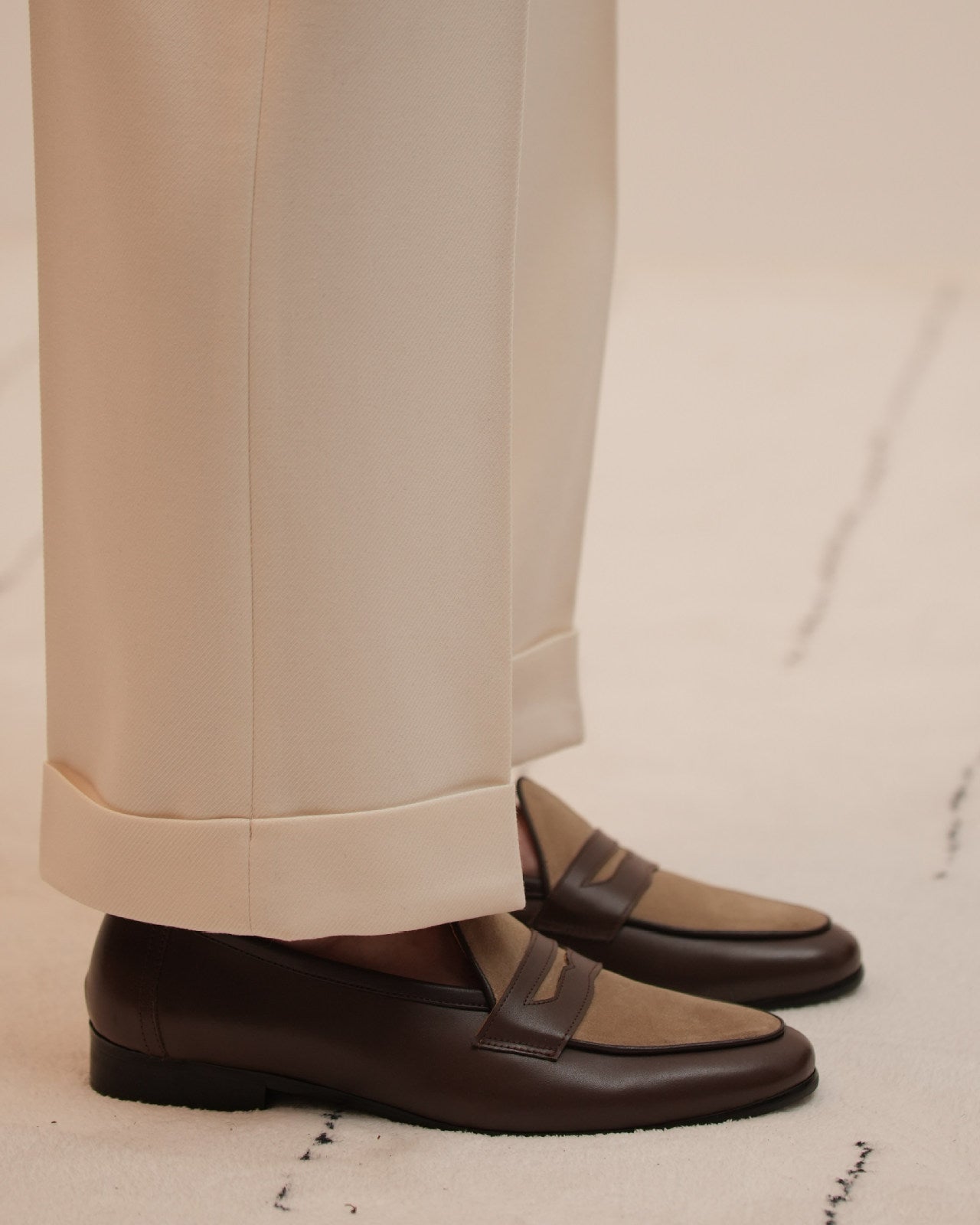 Genuine leather slip-on loafers