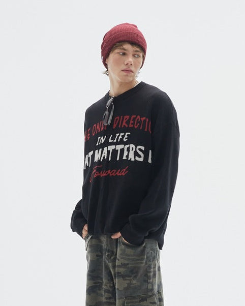 The Noir Top Round Neck Knitted Pullover Sweater