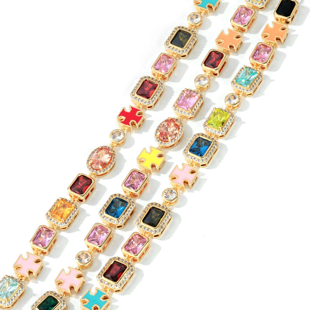 Prism Cross Gemstone Necklace