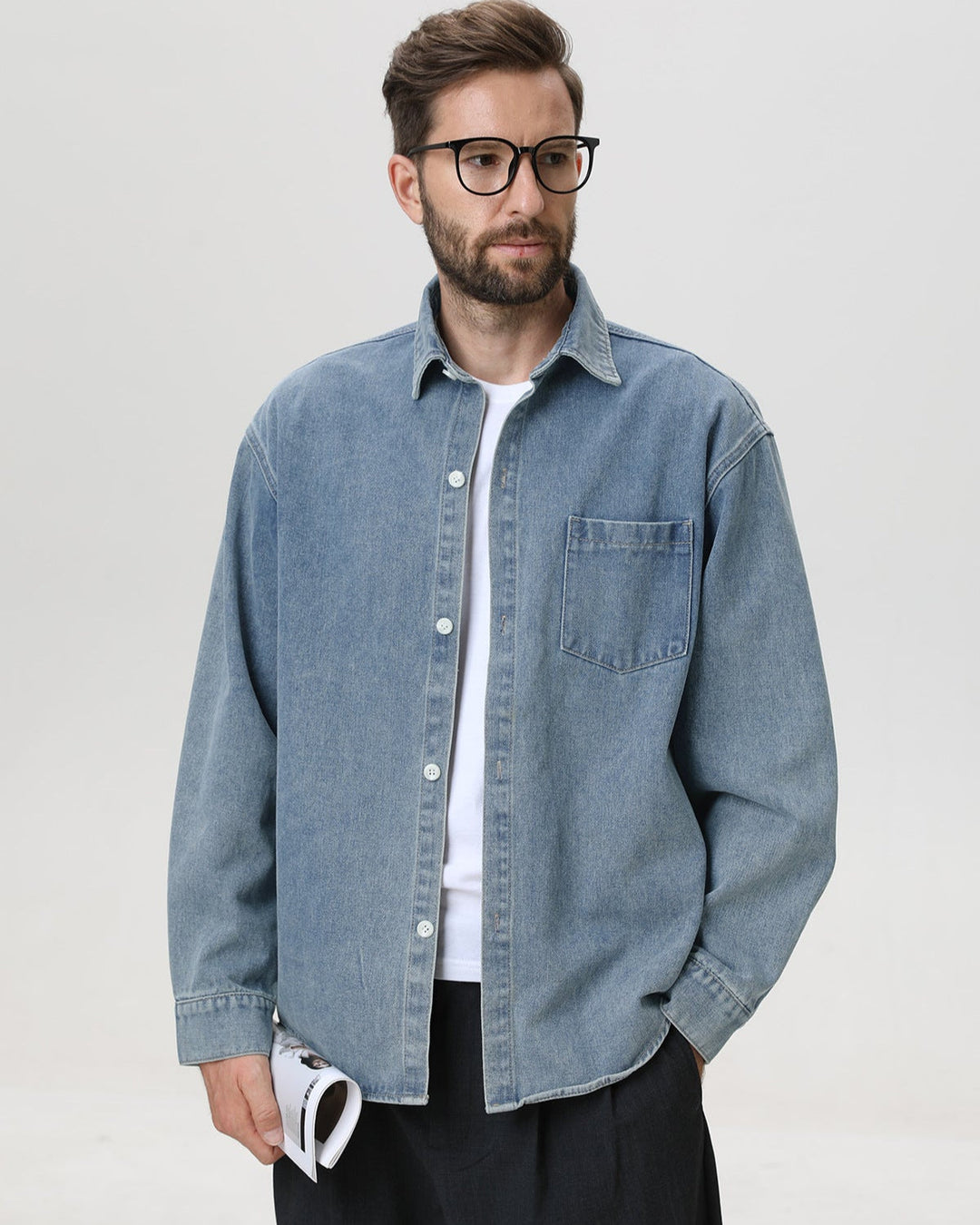 American Vintage Denim Long-Sleeve Overshirt