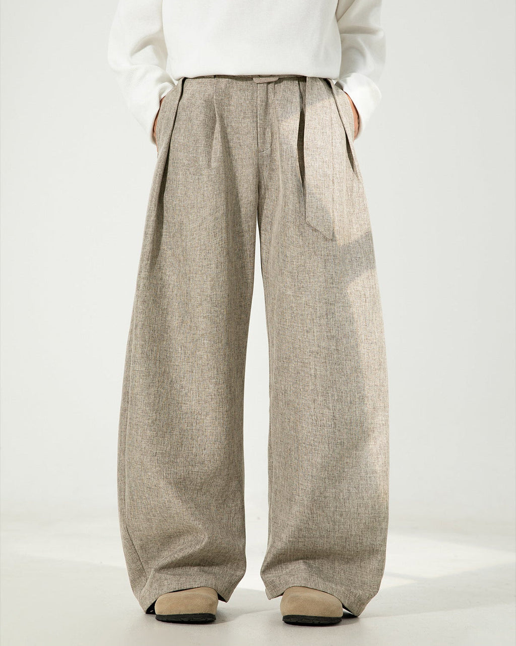 Wool-Blend Wide-Leg Trousers