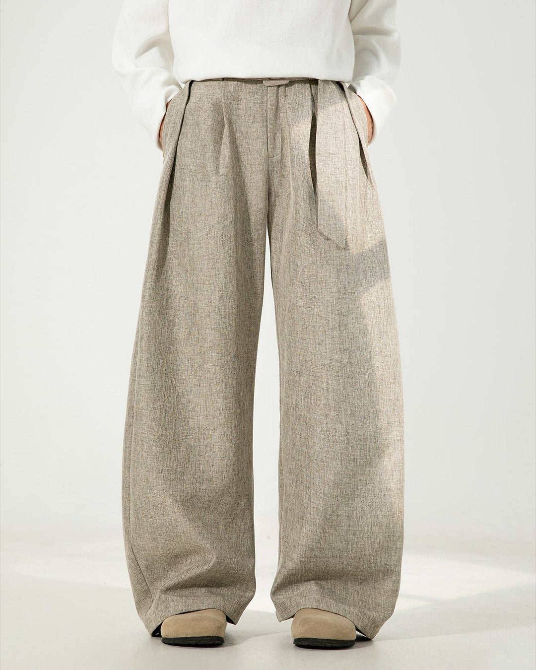 Wool-Blend Wide-Leg Trousers