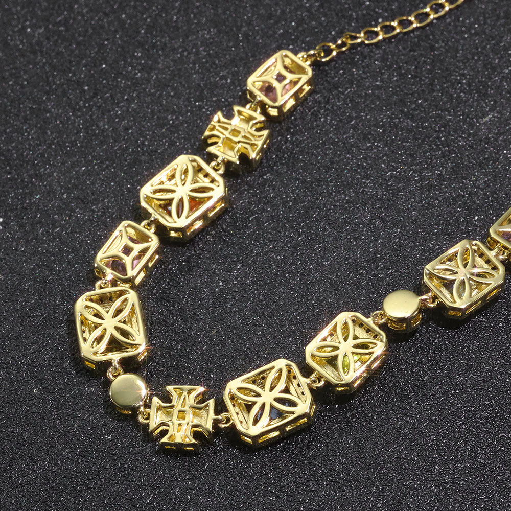 Multicolor Gemstone Cross Bracelet