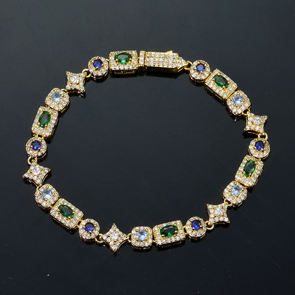 Emerald & Sapphire Halo Bracelet