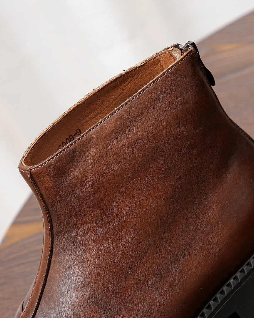 The Zip Rugged Leather Boots