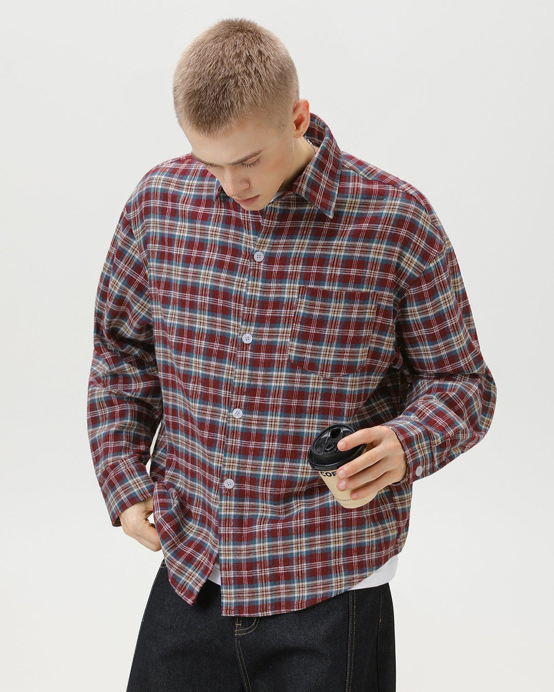 American Vintage Plaid Flannel Overshirt