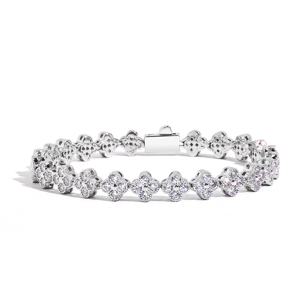 Floral Iced Tennis Bracelet