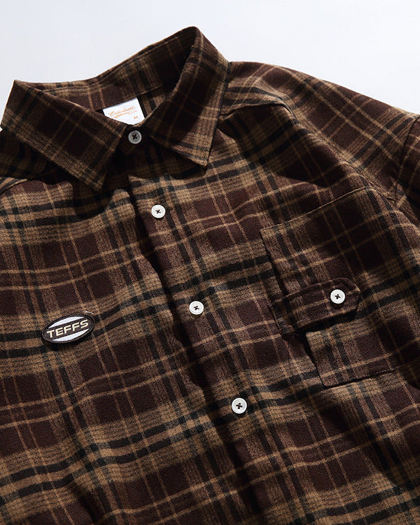 The TerraTone Plaid Fleece Long-sleeved Polo Shirt