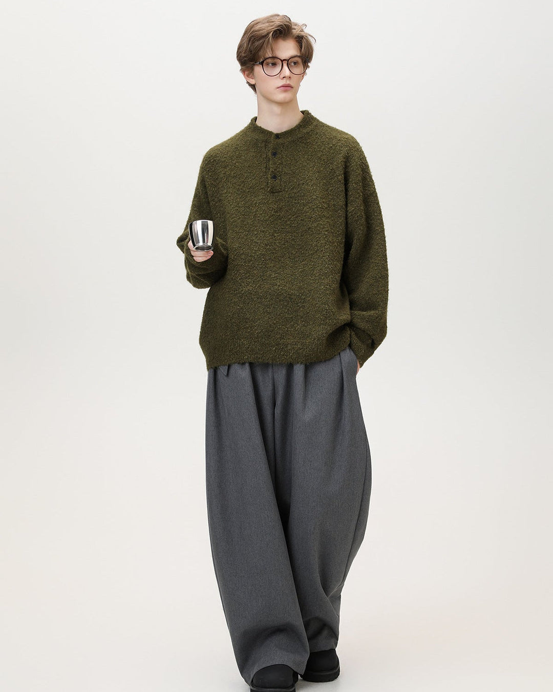 Brushed Henley Knit Sweater