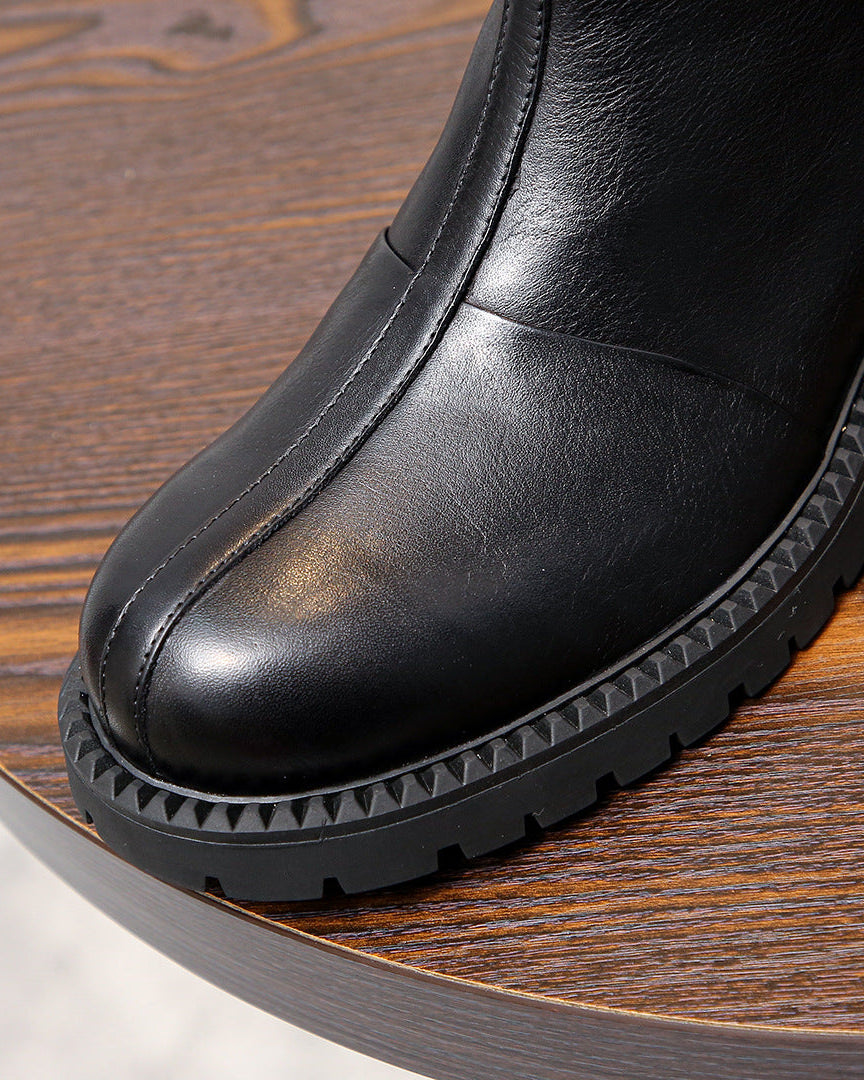 The Zip Rugged Leather Boots