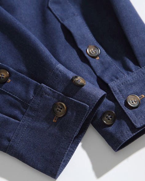 The Lexington PU Leather Pocket Denim Polo Shirt