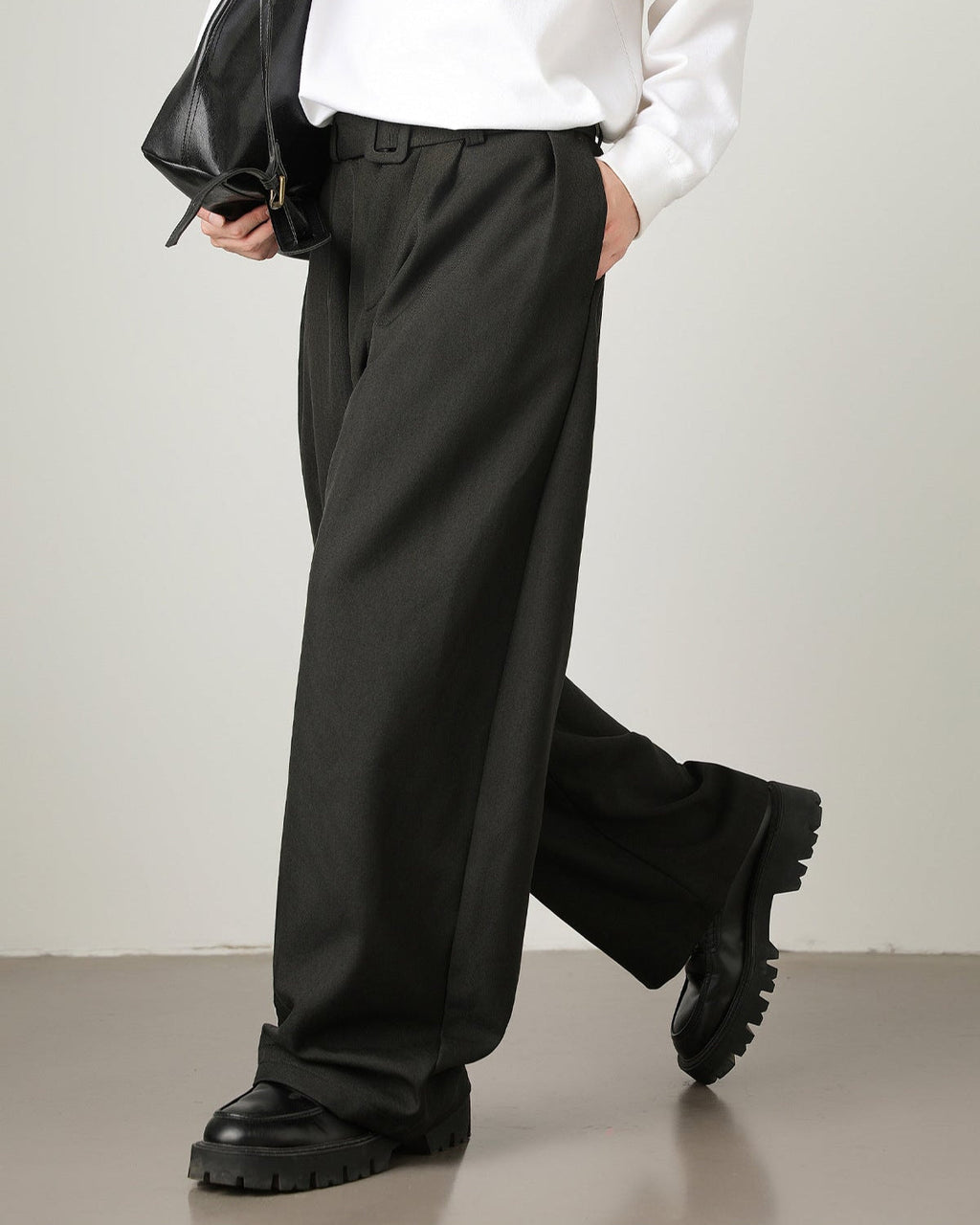 Wool-Blend Wide-Leg Trousers