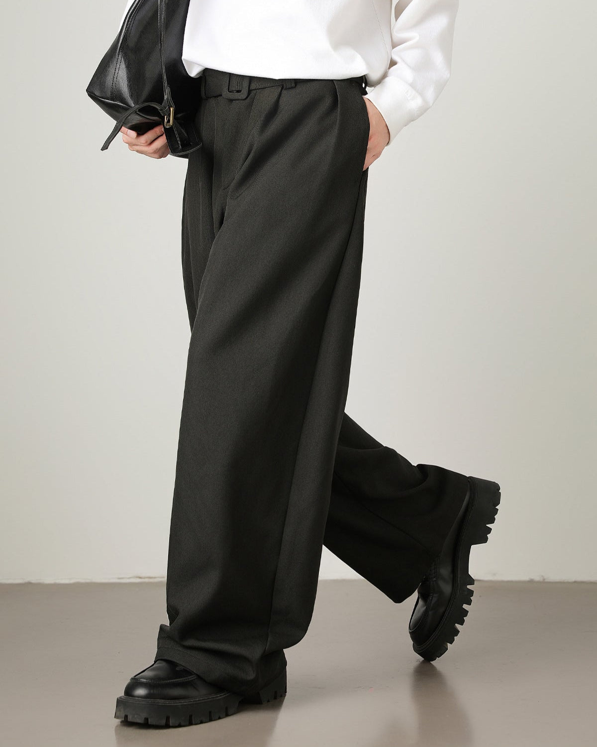 Wool-Blend Wide-Leg Trousers