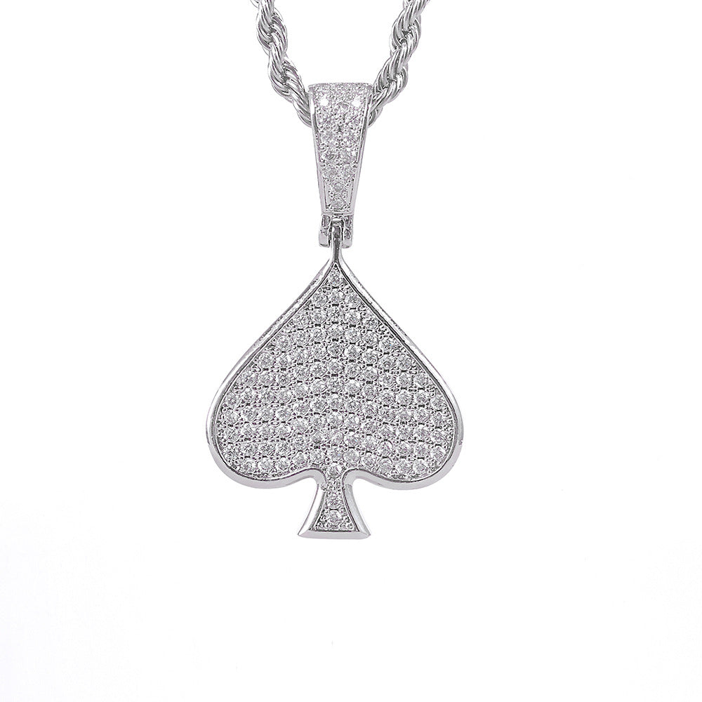 Iced Spade Pendant Necklace