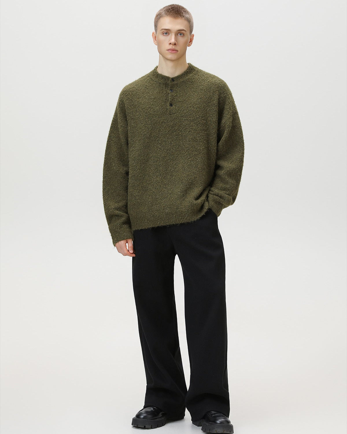 Heritage Wool Blend Oversized Polo Sweater