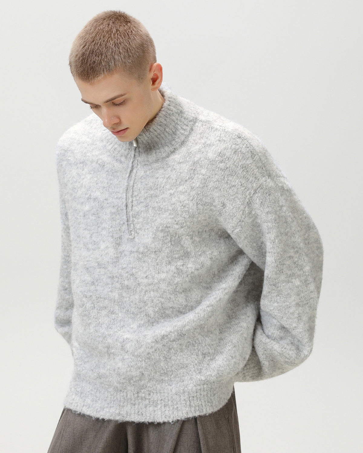 Brushed Blend Comfort Oversized Half-Zip Sweater