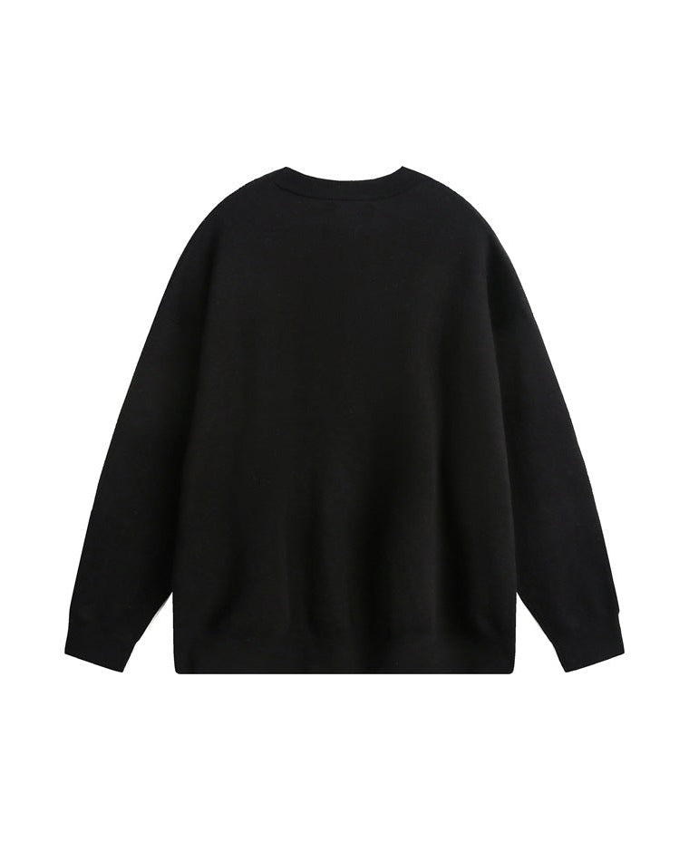 The Noir Top Round Neck Knitted Pullover Sweater
