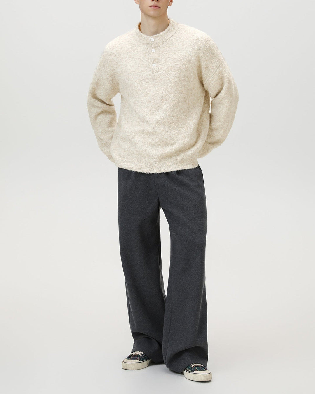 Heritage Wool Blend Oversized Polo Sweater