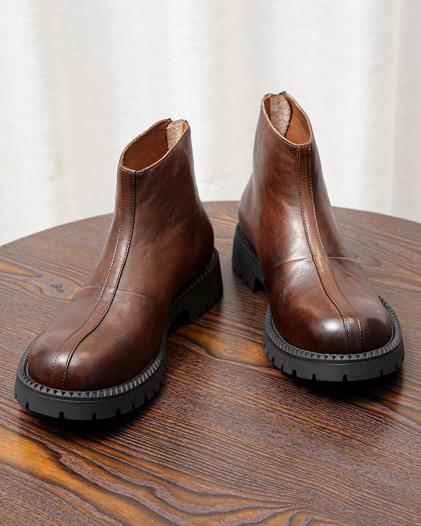 The Zip Rugged Leather Boots