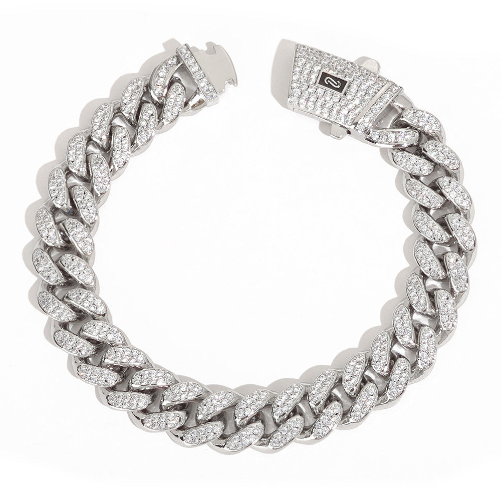 12mm Diamond Iced Cuban Link Bracelet