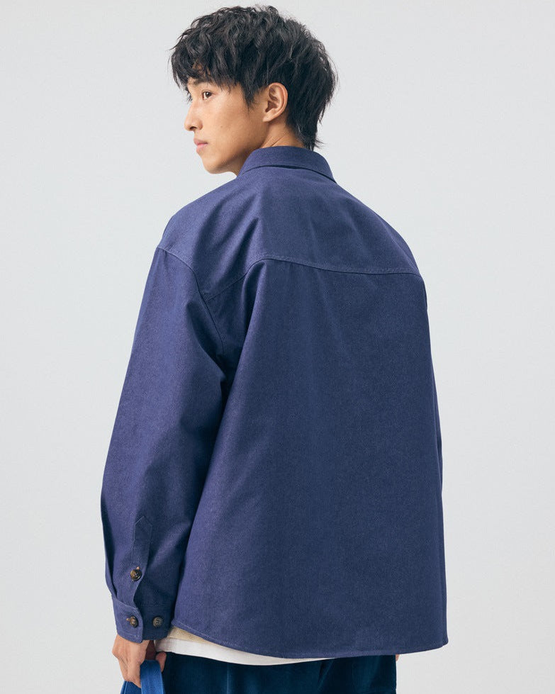 The Lexington PU Leather Pocket Denim Polo Shirt