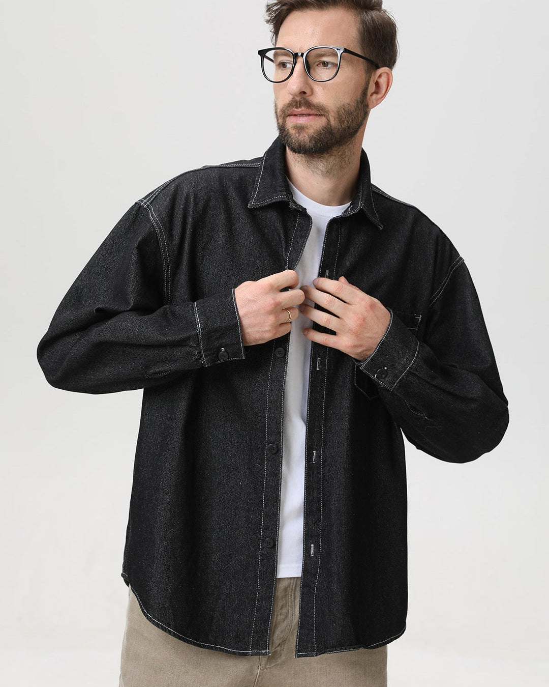American Vintage Denim Long-Sleeve Overshirt