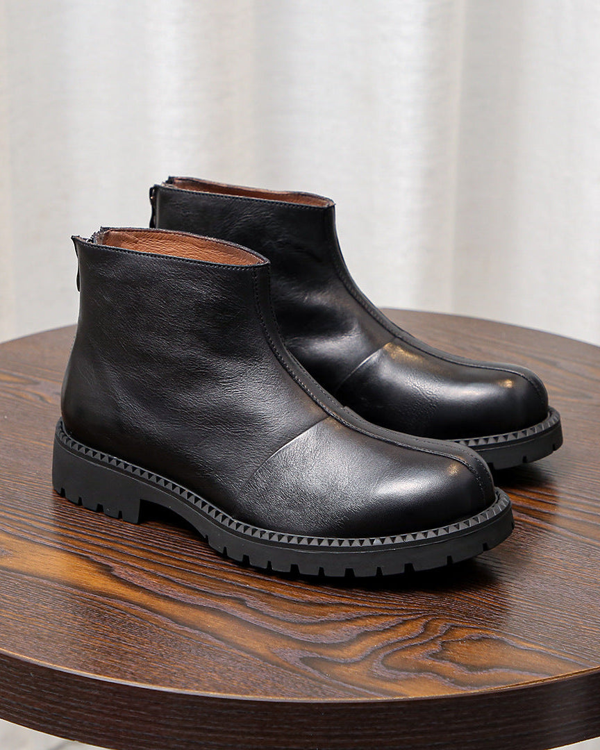 The Zip Rugged Leather Boots